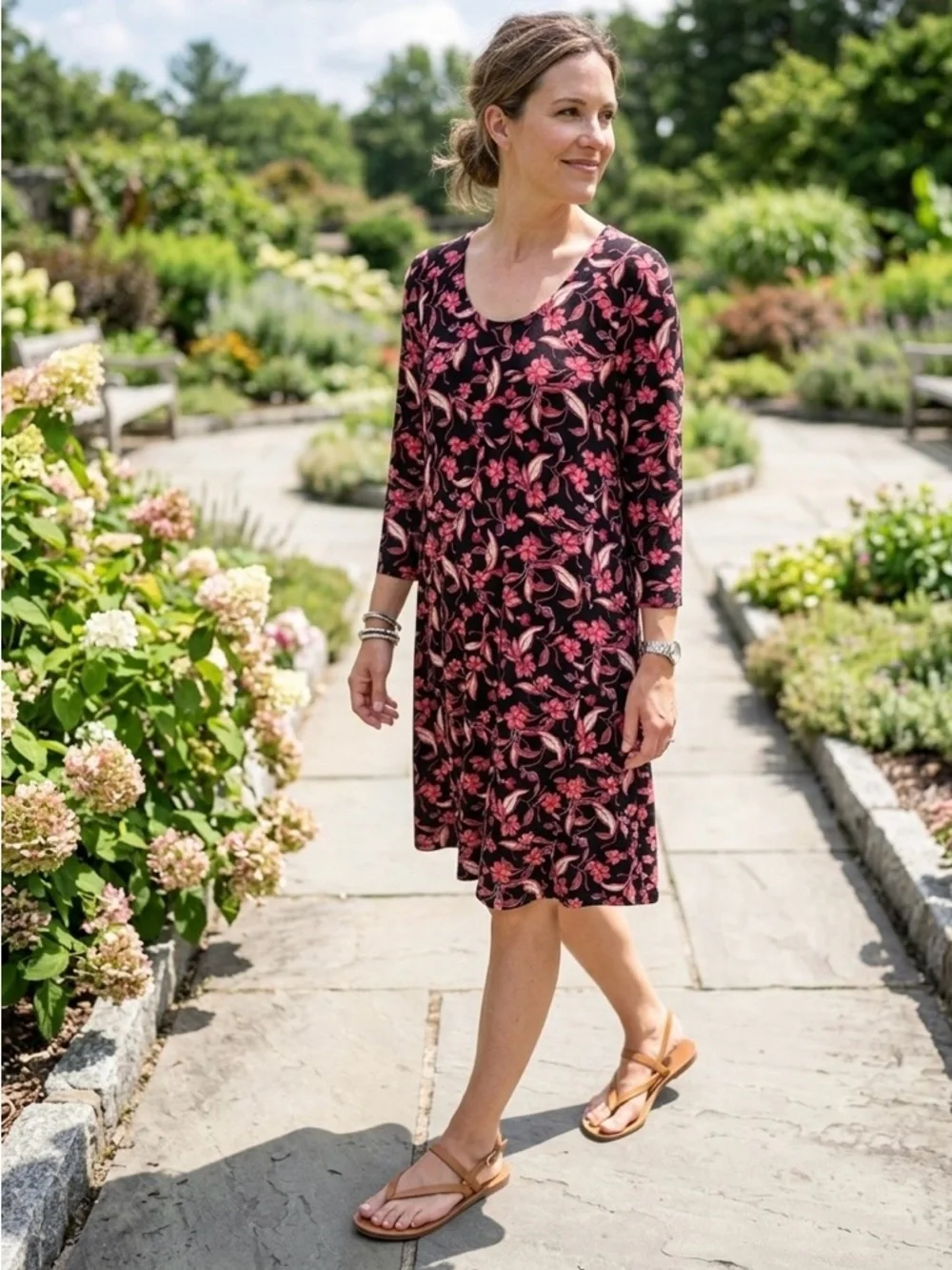 seamed knit trapeze dress Garnet Hill | Dresses | New Garnet Hill Floral Womens Size Small verishop